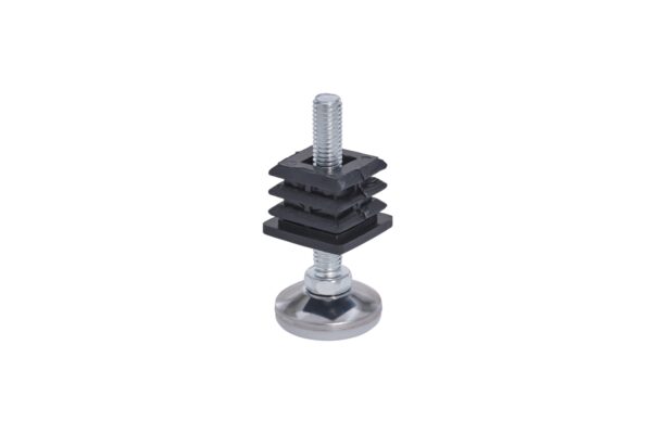 Adjustable Feet with a metal base and threaded stem, isolated on a white background.