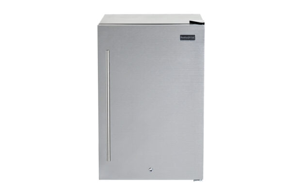 A Professional Outdoor Bar fridge with a handle on the left side, isolated on a white background.