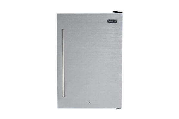 Bar Fridge door with a handle on the left side, isolated on a white background