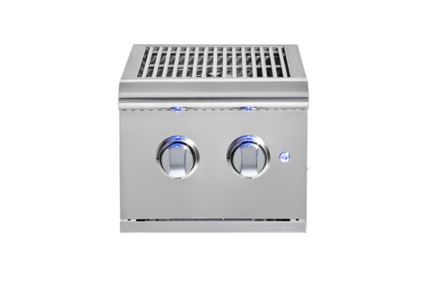 the GSL Professional Double Side Burner with two control knobs, isolated on a white background.