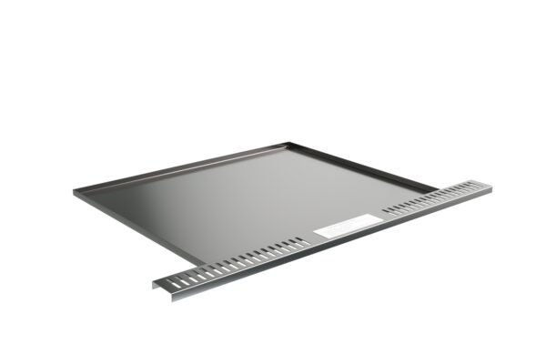A digital rendering of a Drip Tray - Grease Pan with handles, positioned on an isolated white background.