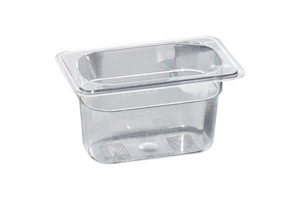Clear Plastic Trays Rectangle. The container is empty and set against a white background.