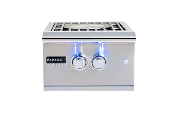 GSL Professional Power Burner with two knobs, isolated on a white background. the brand "paradise professional" is visible on the front.
