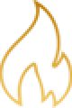 A simple, stylized gold outline of a flame on a white background.