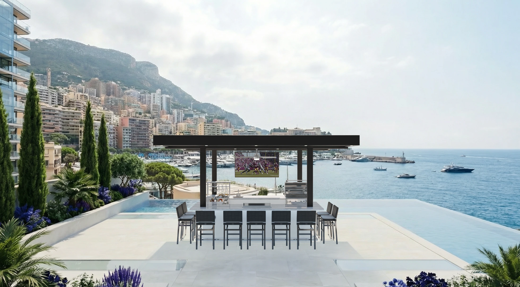 Monaco Outdoor Kitchen with beautiful stone finish