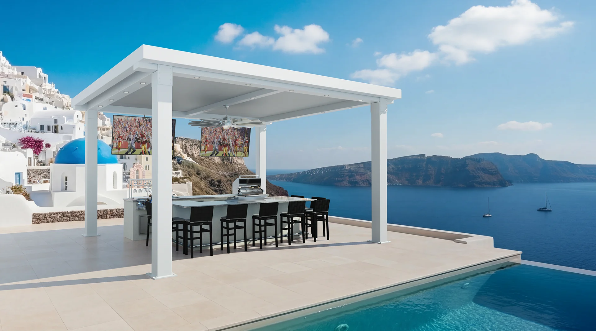 Mykonos Outdoor Kitchen with beautiful stone finish