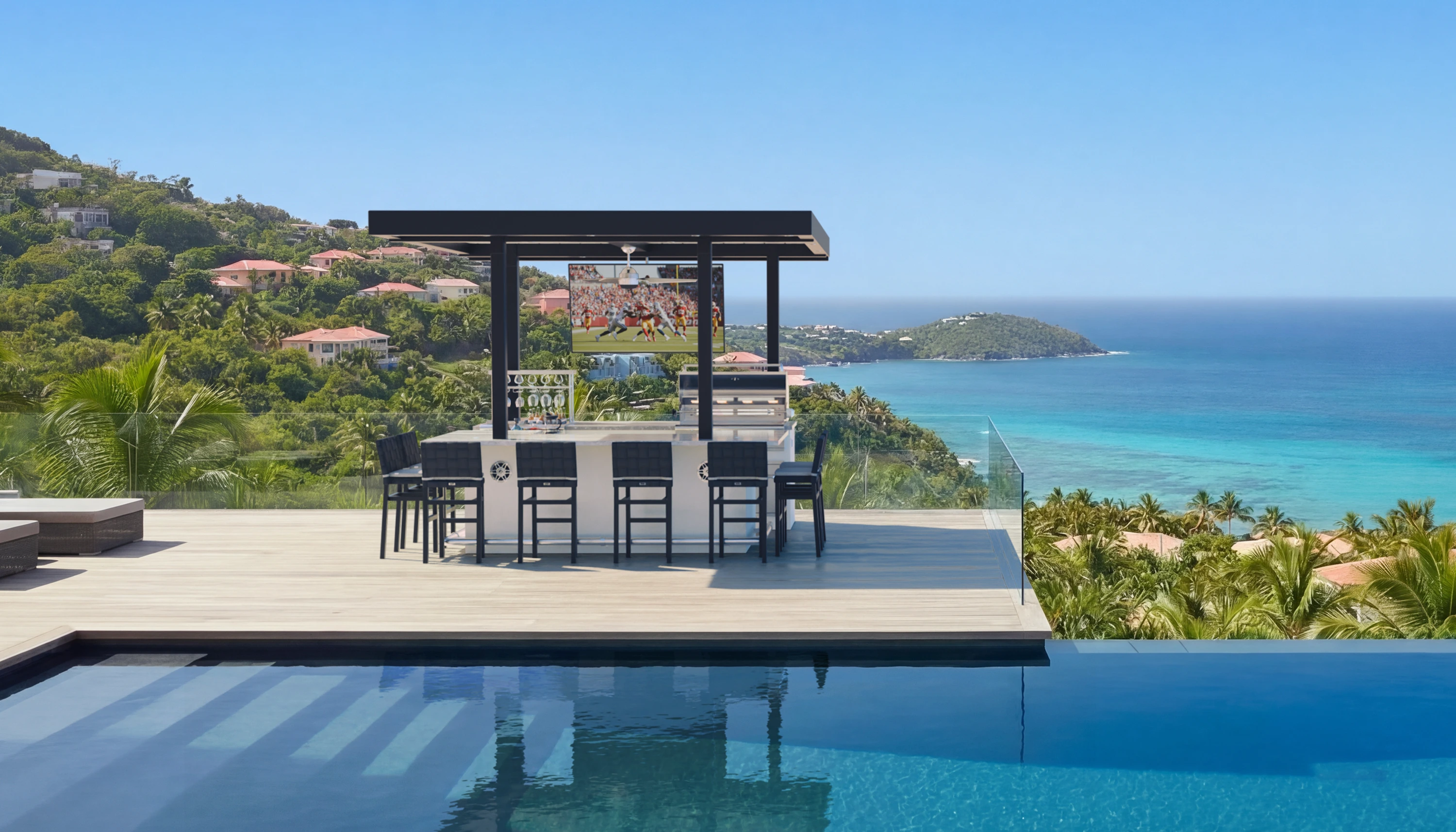St. Barth Outdoor Kitchen with beautiful stone finish